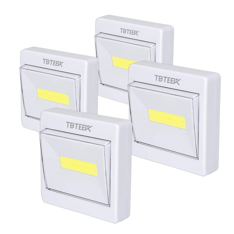 TBTeek Closet Light, Super Bright, Battery Operated, Stick Anywhere, 200 LM Cob Led Lamp, Light Switch Nightlight, Tap Lights for Closet, Shed, Attic, Emergency (4 Pack) - Image 1